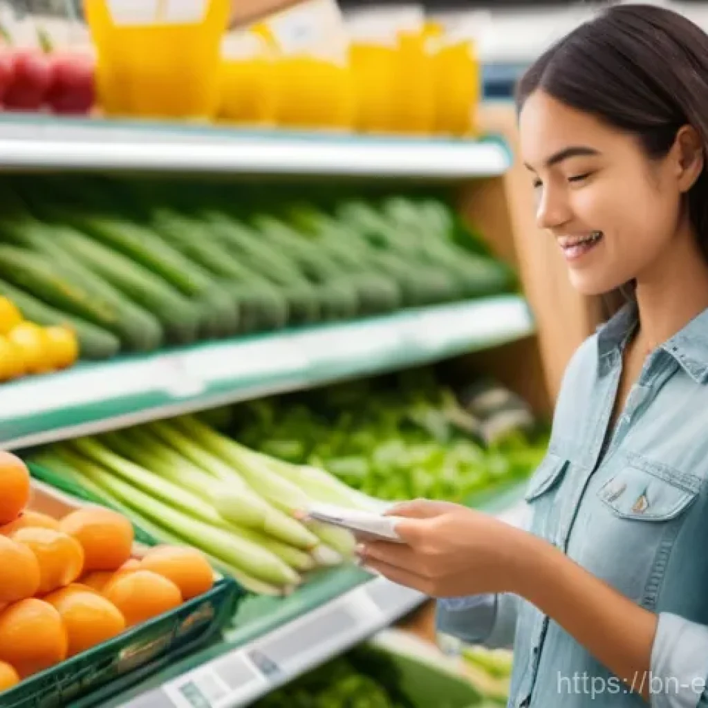 친환경 마케팅 교육 내용 - **Prompt 1: The Conscious Consumer's Choice**
A wide-angle shot in a brightly lit, modern grocer...