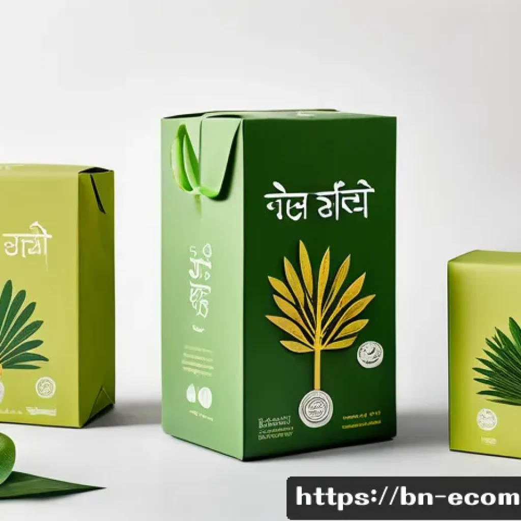 친환경 마케팅 분야 실습 사례 - A vibrant, eco-friendly packaging design showcasing biodegradable materials such as cork and seed-em...