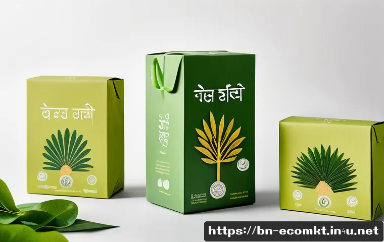 친환경 마케팅 분야 실습 사례 - A vibrant, eco-friendly packaging design showcasing biodegradable materials such as cork and seed-em...